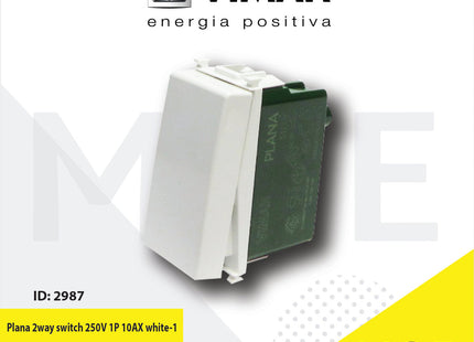 Vimar Plana 2way switch 250V 1P 10AX white | 14004 | مفتاح دركسيون ابیض