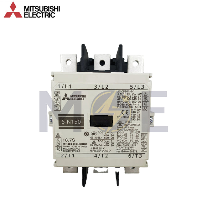 Mitsubishi SN150 AC-3P 2NO+2NC 150A (45kW) 220V | S-N150-150A | كونتكتور