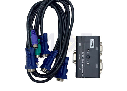 MT-VIKI 2-Port PS/2 VGA KVM Switch 2-In 1-Out with 2x 1.2m KVM Cables | MT-260SL سويتش تحكم بكومبيوترين