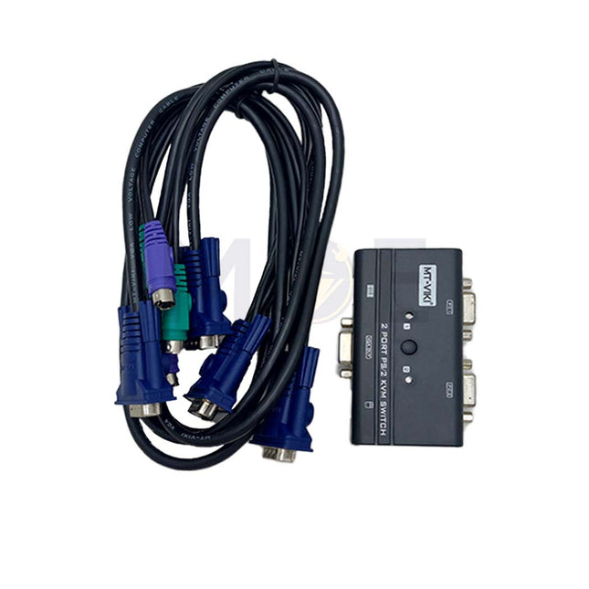 MT-VIKI 2-Port PS/2 VGA KVM Switch 2-In 1-Out with 2x 1.2m KVM Cables | MT-260SL سويتش تحكم بكومبيوترين