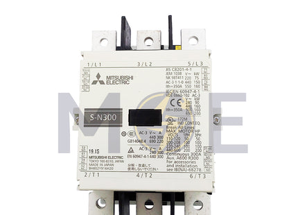 Mitsubishi SN300 AC-3P 2NO+2NC 300A (90kW) 220V | S-N300-300A | كونتكتور