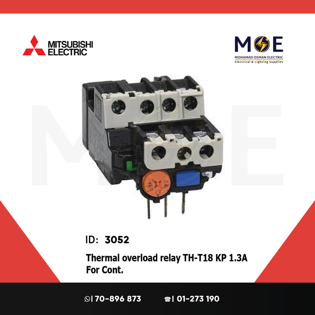 Mitsubishi Thermal Overload Relay TH-T18 KP 1.3A For Cont. ST10/12/20 1-1.6A | ترميك للكونتكتور