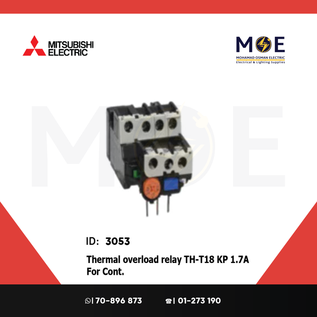 Mitsubishi Thermal Overload Relay TH-T18 KP 1.7A For Cont. ST10/12/20 1.4-2A | ترميك للكونتكتور