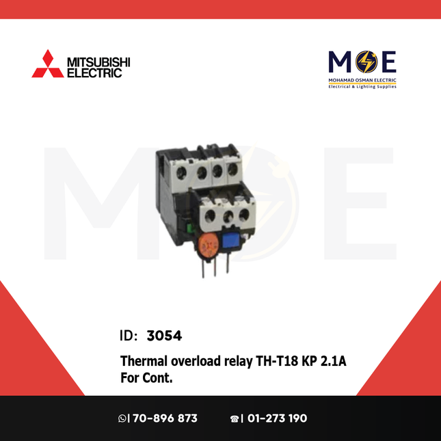 Mitsubishi Thermal Overload Relay TH-T18 KP 2.1A For Cont. ST10/12/20 1.7-2.5A | ترميك للكونتكتور