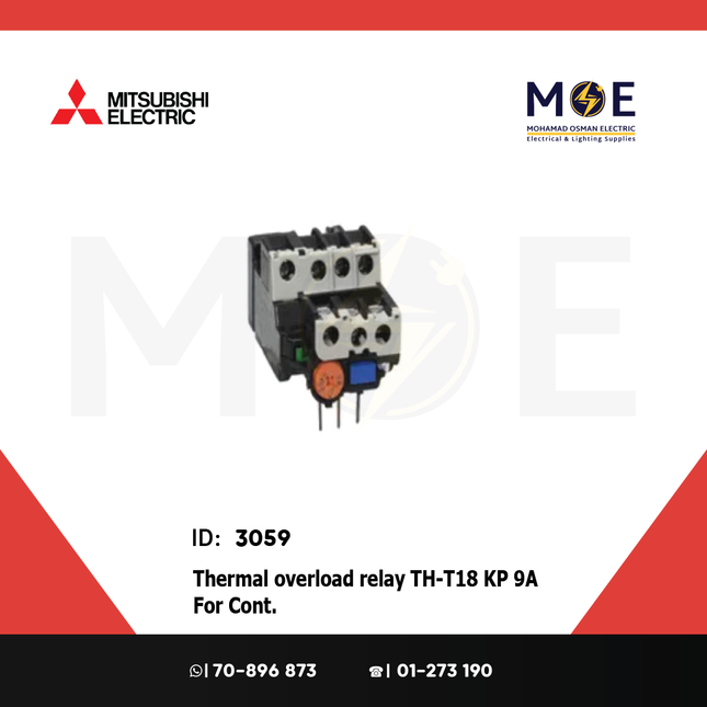 Mitsubishi Thermal Overload Relay TH-T18 KP 9A For Cont. ST10/12/20 7-11A | ترميك للكونتكتور