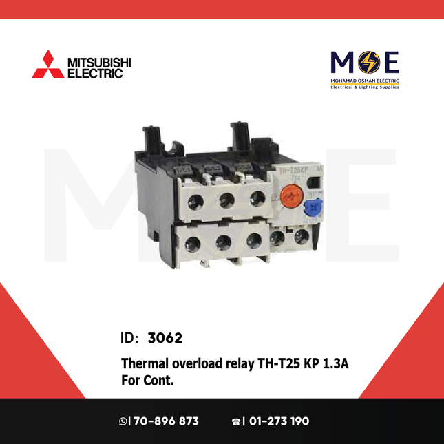 Mitsubishi Thermal Overload Relay TH-T25 KP 1.3A For Cont. ST21/25/35/50 1-1.6A | ترميك للكونتكتور