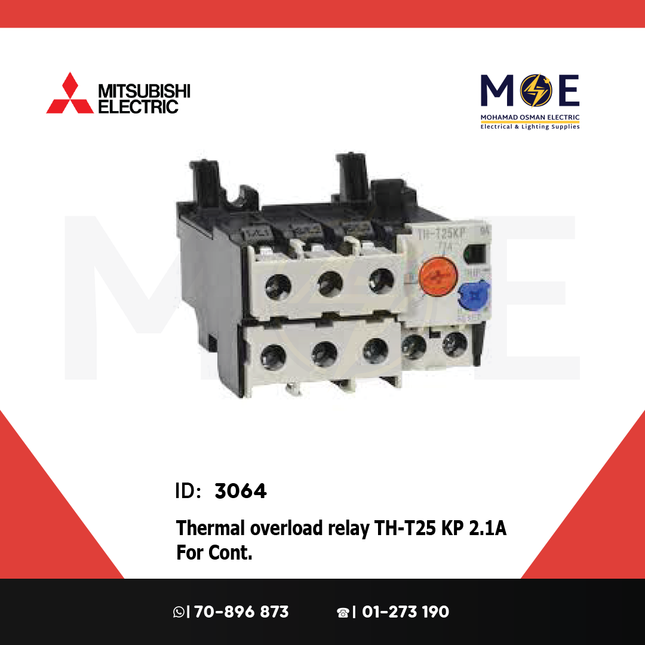 Mitsubishi Thermal Overload Relay TH-T25 KP 2.1A For Cont. ST21/25/35/50 1.7-2.5A | ترميك للكونتكتور