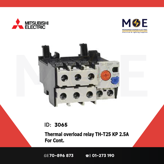 Mitsubishi Thermal Overload Relay TH-T25 KP 2.5A For Cont. ST21/25/35/50 2-3A | ترميك للكونتكتور