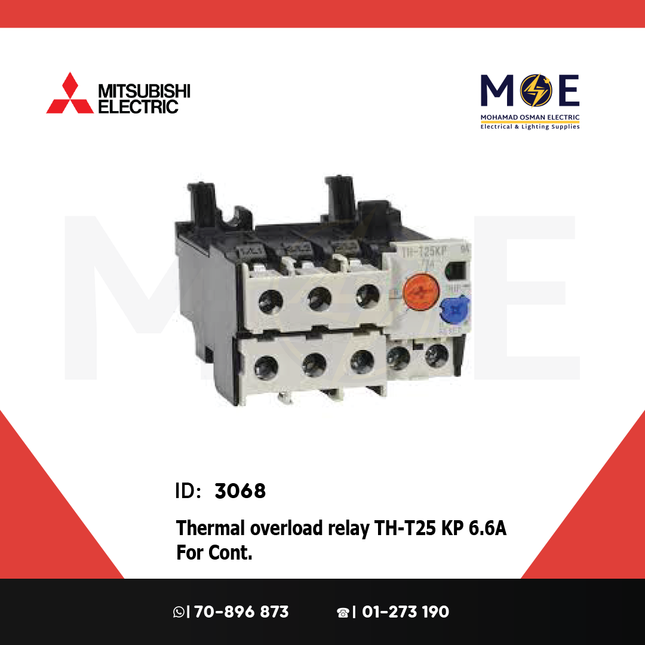 Mitsubishi Thermal Overload Relay TH-T25 KP 6.6A For Cont. ST21/25/35/50 5.2-8A | ترميك للكونتكتور