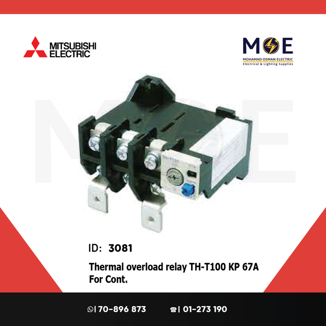 Mitsubishi Thermal Overload Relay TH-T100 KP 67A For Cont. ST80/100 54-80A | ترميك للكونتكتور