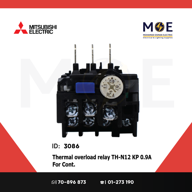 Mitsubishi Thermal Overload Relay TH-N12 KP 0.9A For Cont. SN11/12 0.7-1.1A | ترميك للكونتكتور