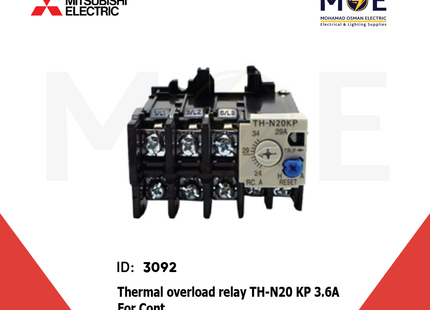 Mitsubishi Thermal Overload Relay TH-N20 KP 3.6A For Cont. SN20/21/25/35 2.8-4.4A | ترميك للكونتكتور