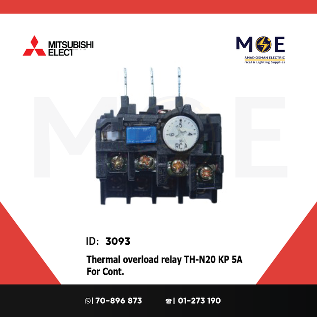 Mitsubishi Thermal Overload Relay TH-N20 KP 5A For Cont. SN20/21/25/35 4-6A | ترميك للكونتكتور