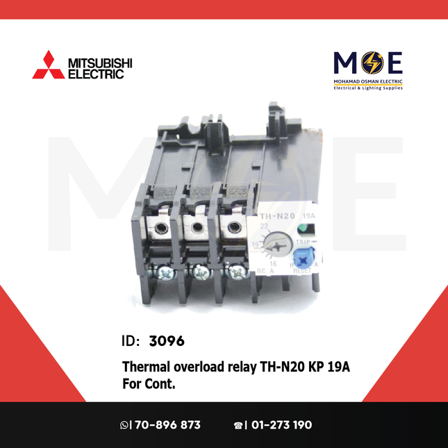 Mitsubishi Thermal Overload Relay TH-N20 KP 19A For Cont. SN25/35 16-22A | ترميك للكونتكتور