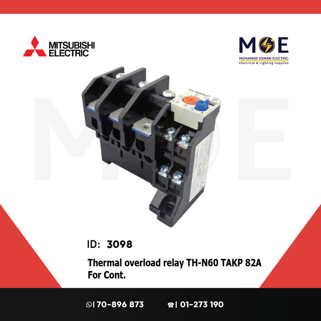 Mitsubishi Thermal Overload Relay TH-N60 TAKP 82A For Cont. SN95 65-93A | ترميك للكونتكتور
