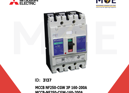 Mitsubishi MCCB NF250-CGW 3P 160-200A | NF250-CGW-160 | دجنتور صناعي عياري