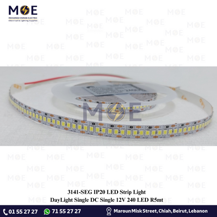 SEG IP20 LED Strip Light Single DayLight DC 12V 240Led R5mt