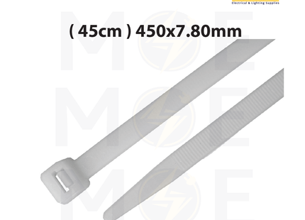 ELEMATIC Cable Tie White ( Natural ) ( 45cm ) 450x7.80mm | 15229 | رباط بلاستيك عريض ابيض