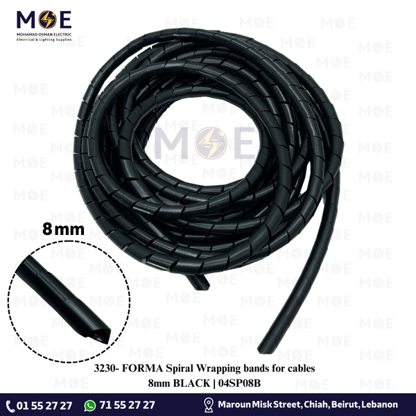 FORMA Spiral Wrapping bands for cables 8mm BLACK | 04SP08B