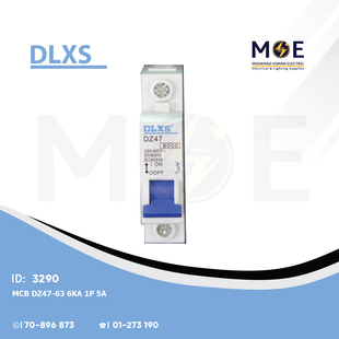 DLXS MCB DZ47-63 6kA 1P 5A | DZ47-63 | دجنتور كهرباء مفرد - قاطع كهربائي