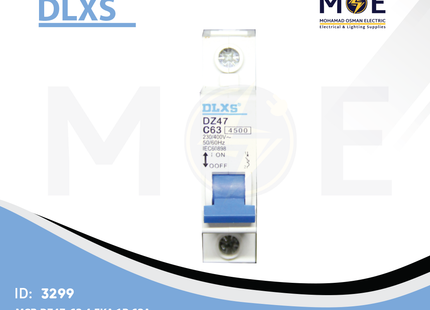 DLXS MCB DZ47-63 4.5kA 1P 63A | DZ47-65 | دجنتور كهرباء مفرد - قاطع كهربائي