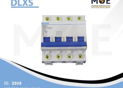 DLXS MCB DZ47-63 6kA 4P 16A | DX-DZ47-63 | دجنتور كهرباء ثلاثة فاز مع نتر - قاطع كهربائي رباعي
