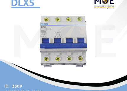DLXS MCB DZ47-63 6kA 4P 20A | DX-DZ47-64 | دجنتور كهرباء ثلاثة فاز مع نتر - قاطع كهربائي رباعي