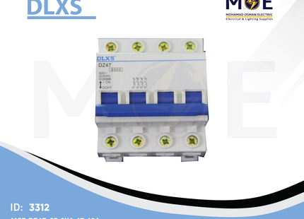 DLXS MCB DZ47-63 6kA 4P 40A | DX-DZ47-67 | دجنتور كهرباء ثلاثة فاز مع نتر - قاطع كهربائي رباعي