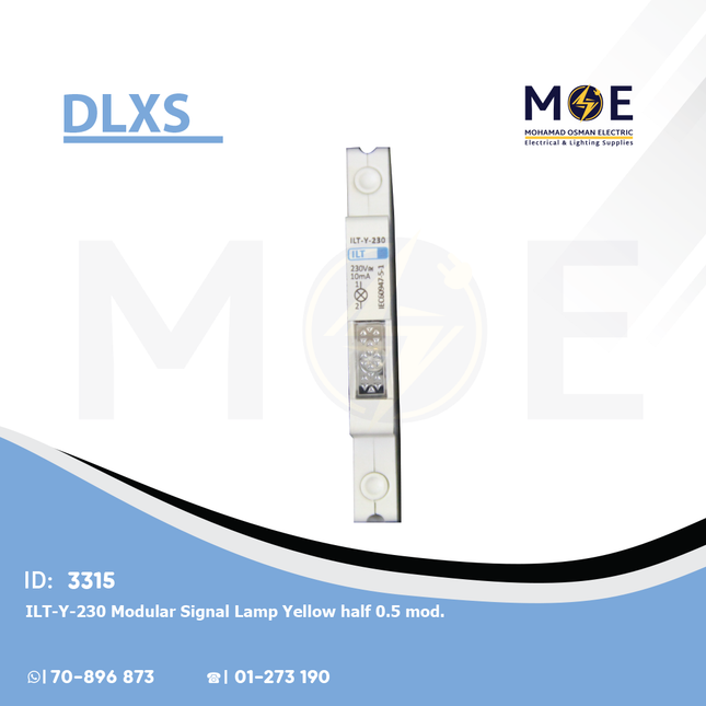 DLXS ILT-Y-230 Modular Signal Lamp Yellow 220V AC 1/2module | ILT-Y-230 | دجنتور اشارة اصفر