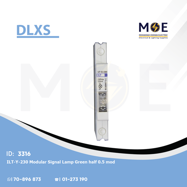 DLXS ILT-Y-230 Modular Signal Lamp Green 220V AC 1/2module | ILT-G-230 | دجنتور اشارة اخضر