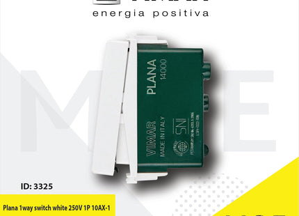 Vimar Plana 1way switch white 250V 1P 10AX | 14000 | مفتاح مفرد ابیض