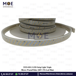SEG LED Strip Light Triple 3Rows WarmWhite 220V 276 Led 50mt | ستريب ليد تربل ورم وايت