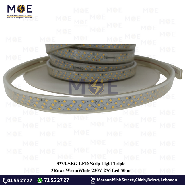 SEG LED Strip Light Triple 3Rows WarmWhite 220V 276 Led 50mt