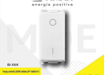 Vimar Plana 1way switch 250V white 2P 16AX 0-1 | 14015 | مفتاح خطین ابیض