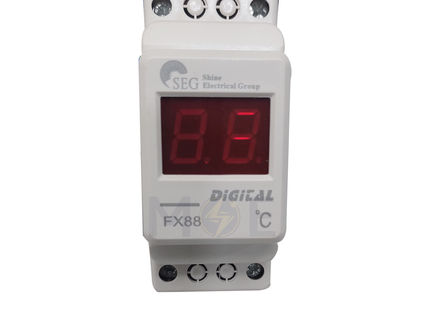 SEG DIN Digital Thermometer -9°C to +99°C 2Module | FX88 | ساعة حرارة على سكة