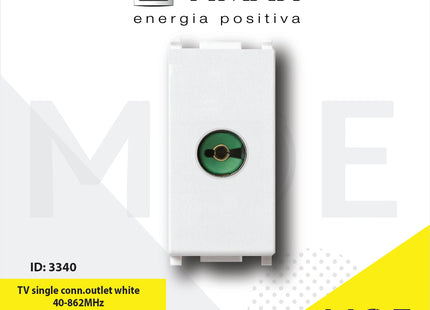 Vimar Plana TV Single Connection Socket Outlet white 40-862MHz | 14313 | بريز تلفزيون ابيض