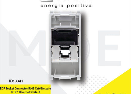 Vimar Plana EDP Data Socket Connector RJ45 Cat6 Netsafe UTP 110 outlet white | 14339.6 | بريز داتا ابيض