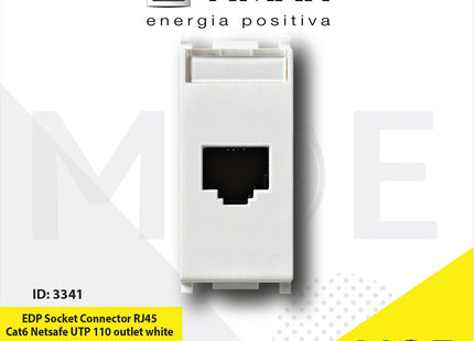 Vimar Plana EDP Data Socket Connector RJ45 Cat6 Netsafe UTP 110 outlet white | 14339.6 | بريز داتا ابيض