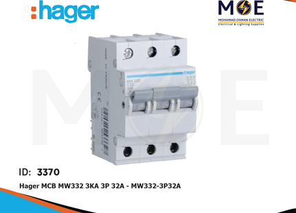 Hager MCB MW332 3kA 3P 32A | MW332 | دجنتور كهرباء ثلاثة فاز