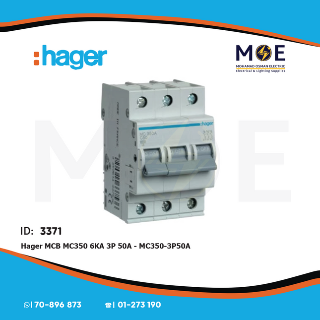 Hager MCB MC350 6kA 3P 50A | MC350