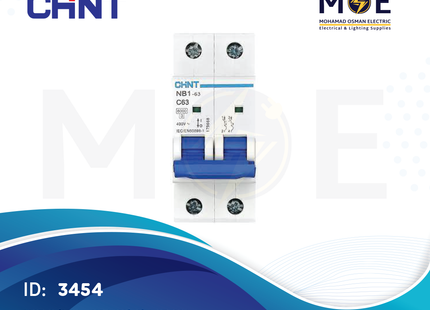 Chint MCB C (NB1 / NB1-63) 6kA 2P 63A | 131078 | دجنتور كهرباء مجوز - قاطع كهربائي