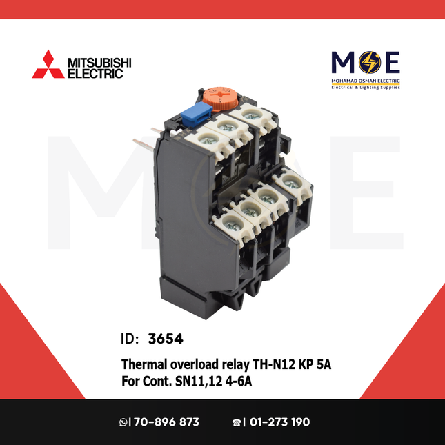Mitsubishi Thermal Overload Relay TH-N12 KP 5A For Cont. SN11/12 4-6A | ترميك للكونتكتور