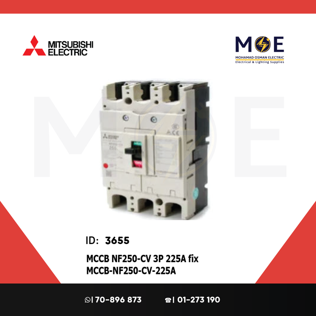 Mitsubishi MCCB NF250-CV 3P 225A fix | NF250-CV | دجنتور صناعي