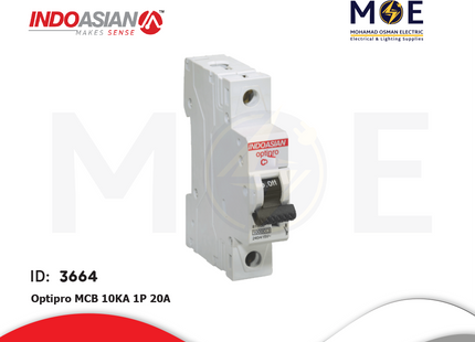 IndoAsian Optipro MCB 10kA 1P 20A | SPC20-811127x | دجنتور كهرباء مفرد - قاطع كهربائي