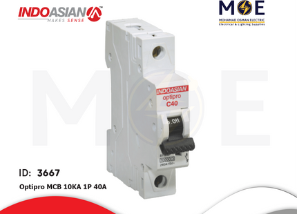 IndoAsian Optipro MCB 10kA 1P 40A | SPC40-811130x | دجنتور كهرباء مفرد - قاطع كهربائي
