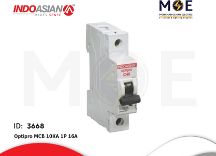 IndoAsian Optipro MCB 10kA 1P 16A | SPC16-811126x | دجنتور كهرباء مفرد - قاطع كهربائي