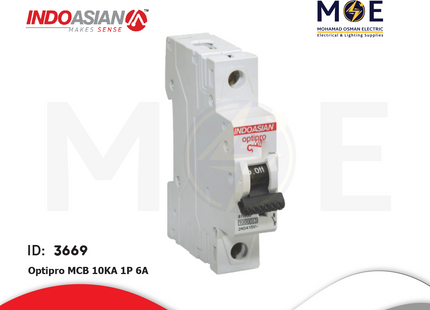 IndoAsian Optipro MCB 10kA 1P 6A | SPC6-811122x | دجنتور كهرباء مفرد - قاطع كهربائي