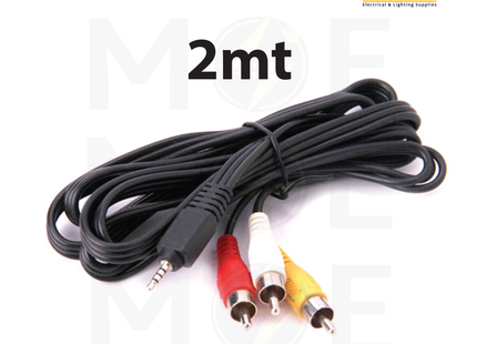 RCA Cable / Adapter | 3x RCA Male to 2.5mm AUX Black Cable 2mt | C-3082 | وصلة/تحويلة فيديو