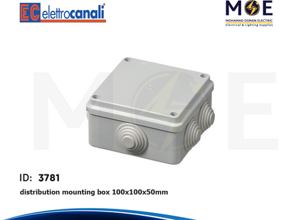 Elettrocanali distribution mounting box square 100x100x50mm | 400C4 90 | علبة مربعة ظاهرة مع جوان