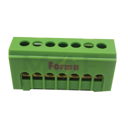 Forma Busbar brass bar with box 7way 16mm GREEN | FO 01BC507G BBT-1-7